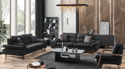 Dark Modern Sofa Set