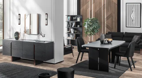 Dark Anthracite Modern Dining Room Set