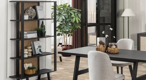 Rattan Dark Bookshelf