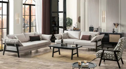 Rattan Dark Bed Modern Sofa Set