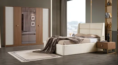 Lucca Walnut 6-Door Bedroom Set