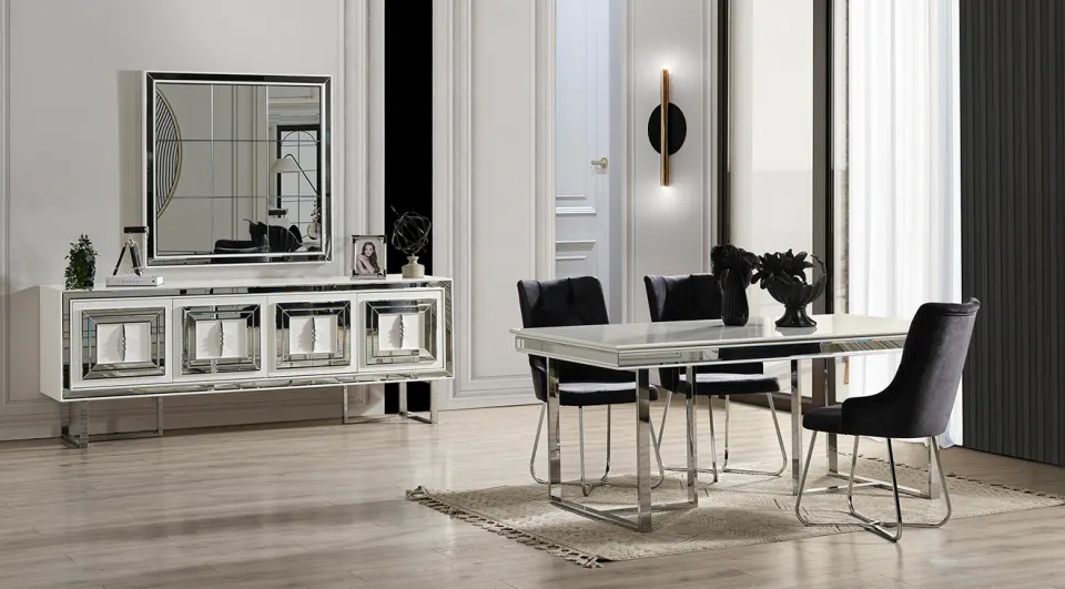 Maldiv Metal Leg Dining Room Set