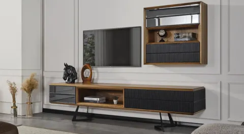 Rüya Metal Leg Walnut TV Unit
