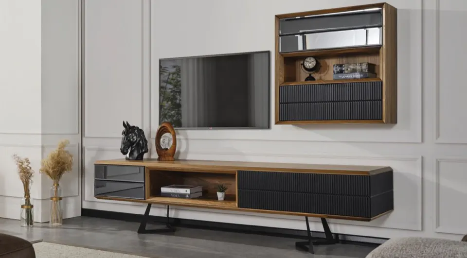 Rüya Metal Leg Walnut TV Unit