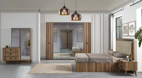 Bella 6-Door Walnut Bedroom Set