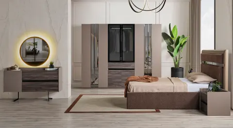 Palermo 6-Door Walnut Bedroom Set