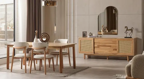 Bohem Modern Walnut Dining Room Set