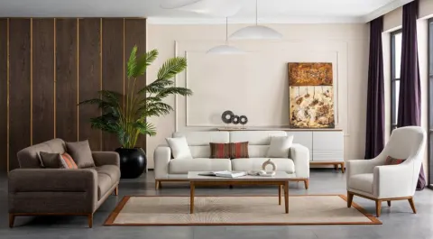 Enzio Wooden Leg Sofa Set