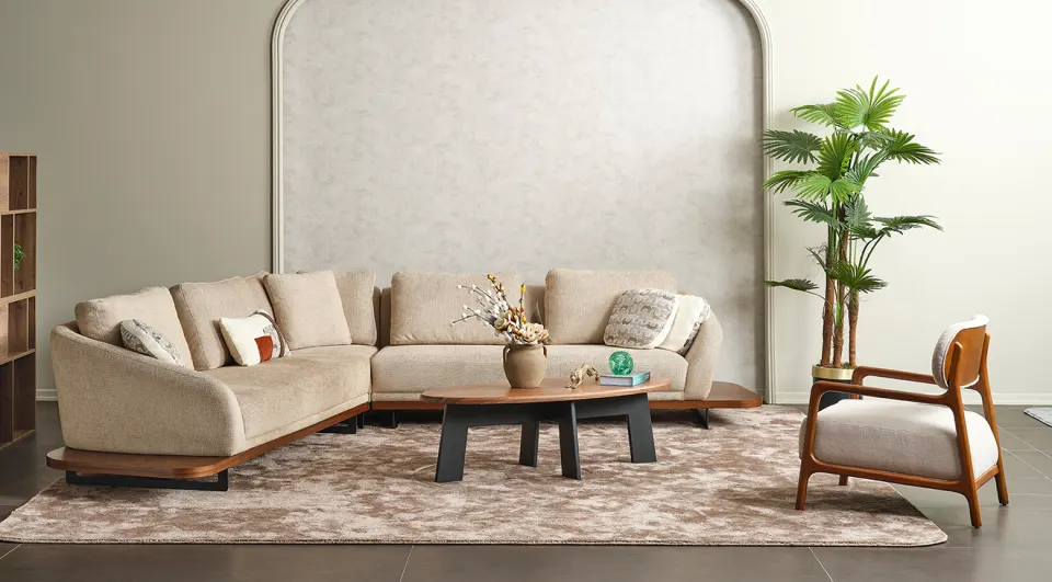 Bono Cream Corner Sofa Set