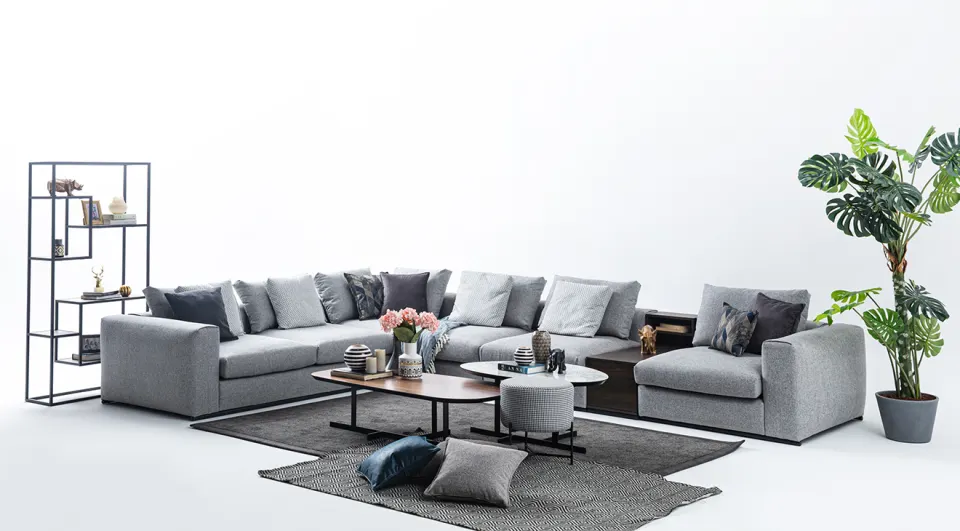 Master Gray Corner Sofa Set