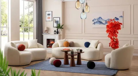 Elips White Sofa Set