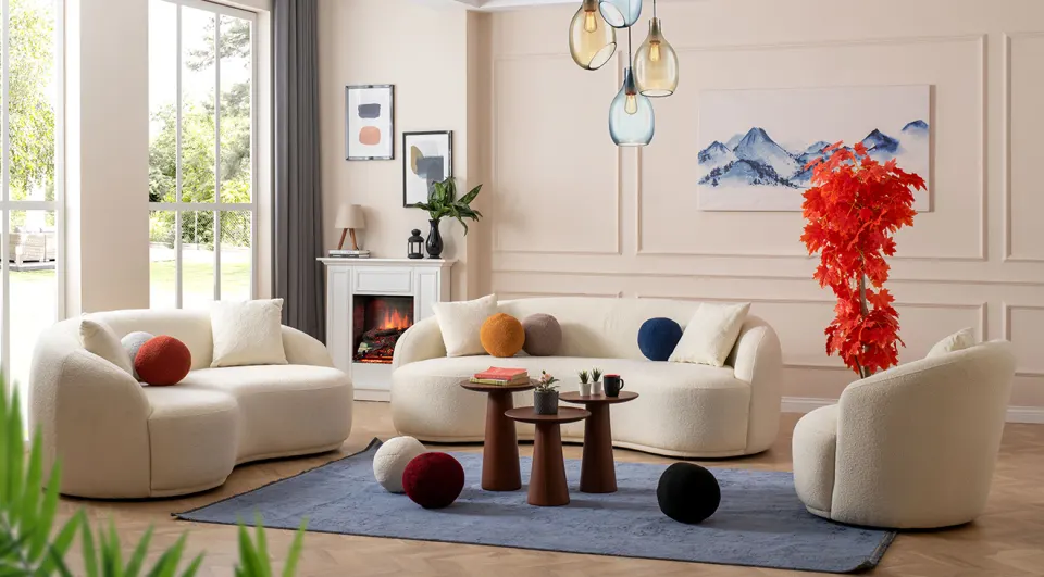 Elips White Sofa Set