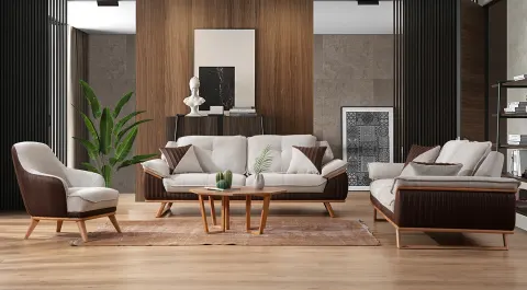 Vanno Wooden Leg Sofa Set