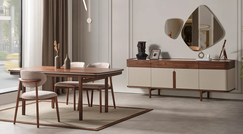 Mirabella Wooden Leg Modern Dining Room Set