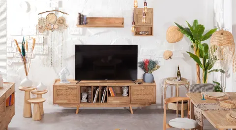 Loft Wooden Leg Modern TV Unit