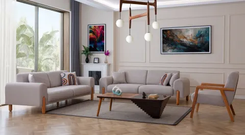 Bubble Wooden Leg Sofa Set
