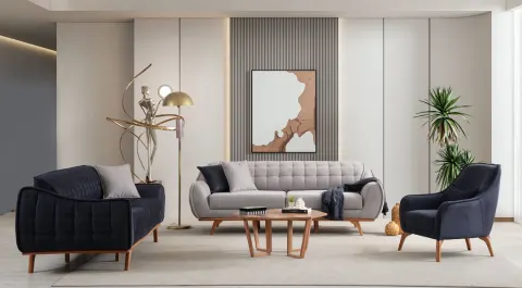 Florya Wooden Leg Modern Sofa Set