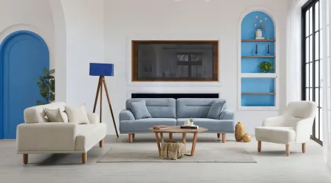 Anka Wooden Leg Sofa Set