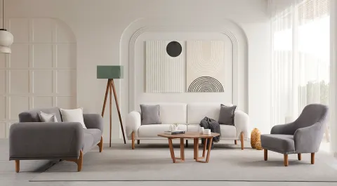 Peak Wooden Leg Sofa Set