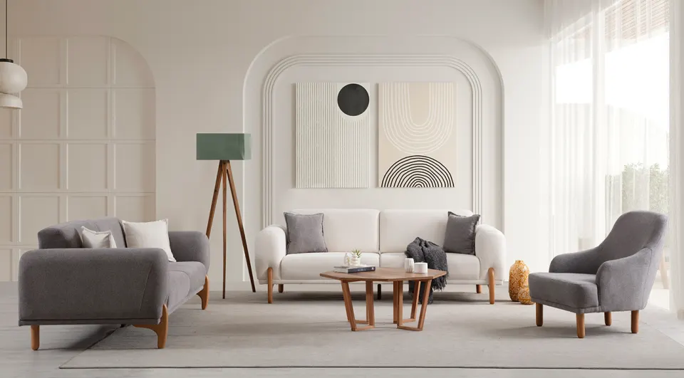 Peak Wooden Leg Sofa Set