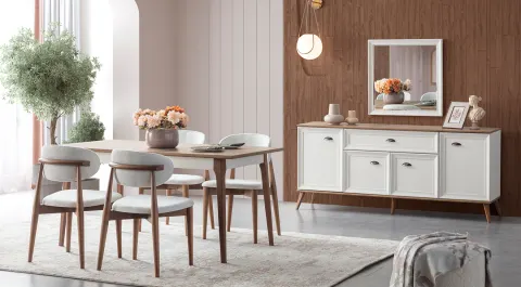 Ada Wooden Legs Modern Dining Room Set