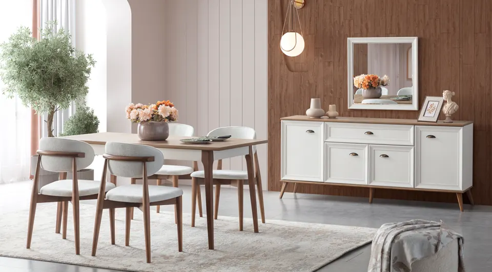 Ada Wooden Legs Modern Dining Room Set