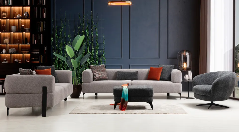Cratos Metal Leg Sofa Set