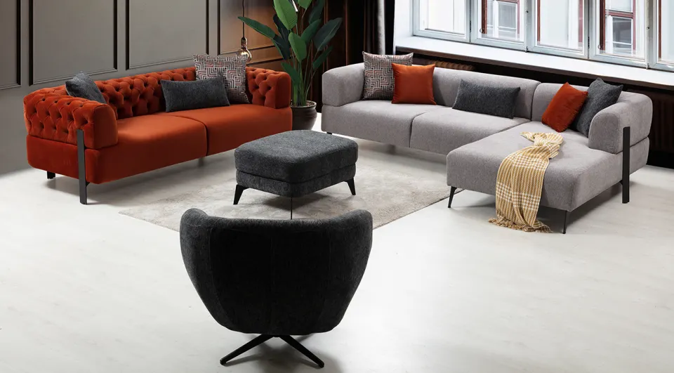 Cratos Quilted Sofa Corner Sofa Set 