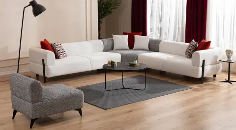 Cratos Metal Leg Corner Sofa Set