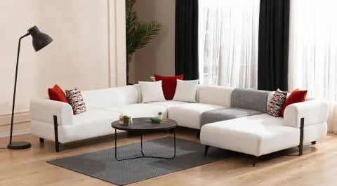 Cratos Relax Metal Leged Corner Sofa Set
