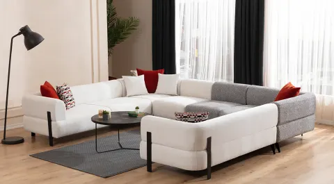Cratos Modular Metal Legs Large Corner Sofa Set 