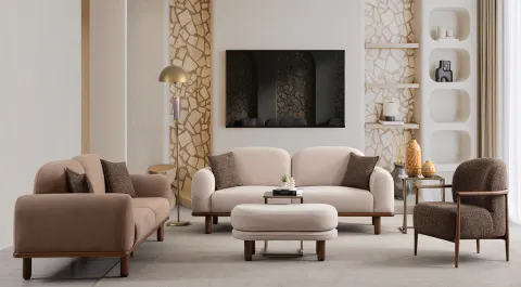 Trend Wooden Leg Sofa Set