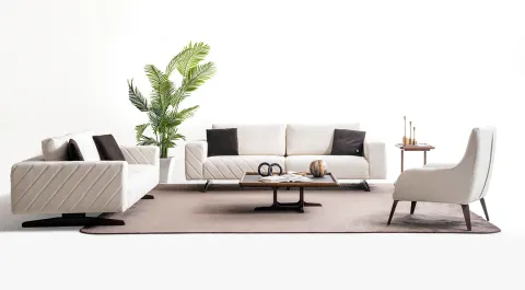 Lucid Cream Modern Sofa Set
