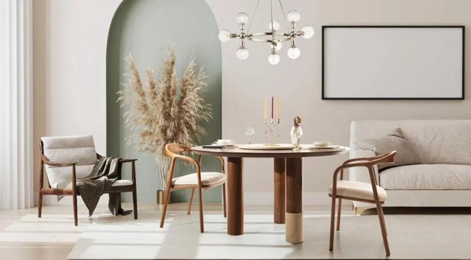 Glamour Walnut Dining Table Set