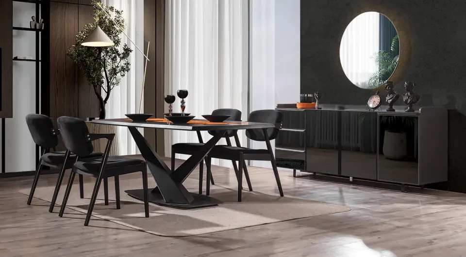 Arya Anthracite Modern Dining Room Set