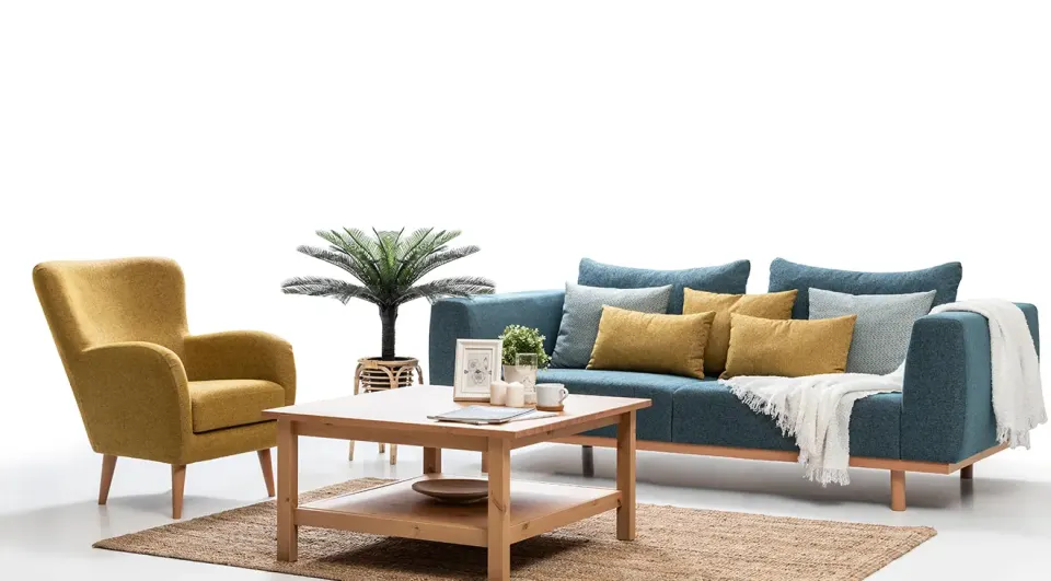 Astera Wooden Leg Sofa Set