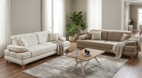 Mostar Wooden Leg Sofa Set