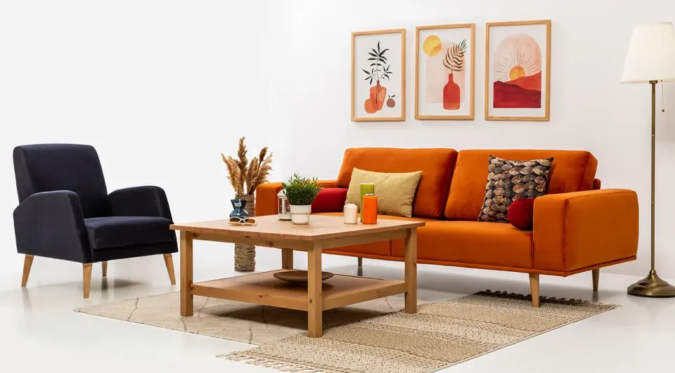 Autumn Wooden Leg Sofa Set
