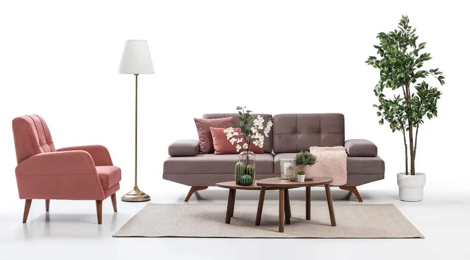 Windy Wooden Leg Sofa Set
