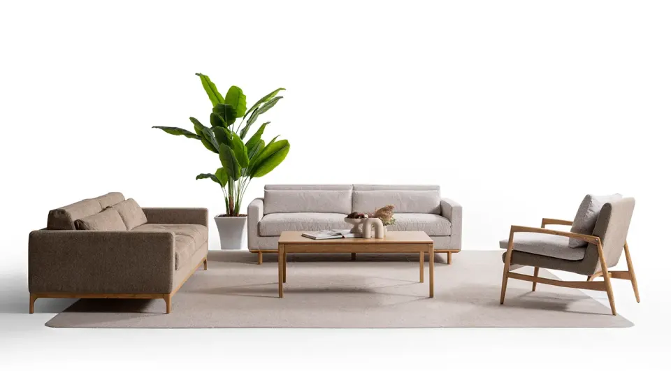 Berlingo Wooden Leg Sofa Set