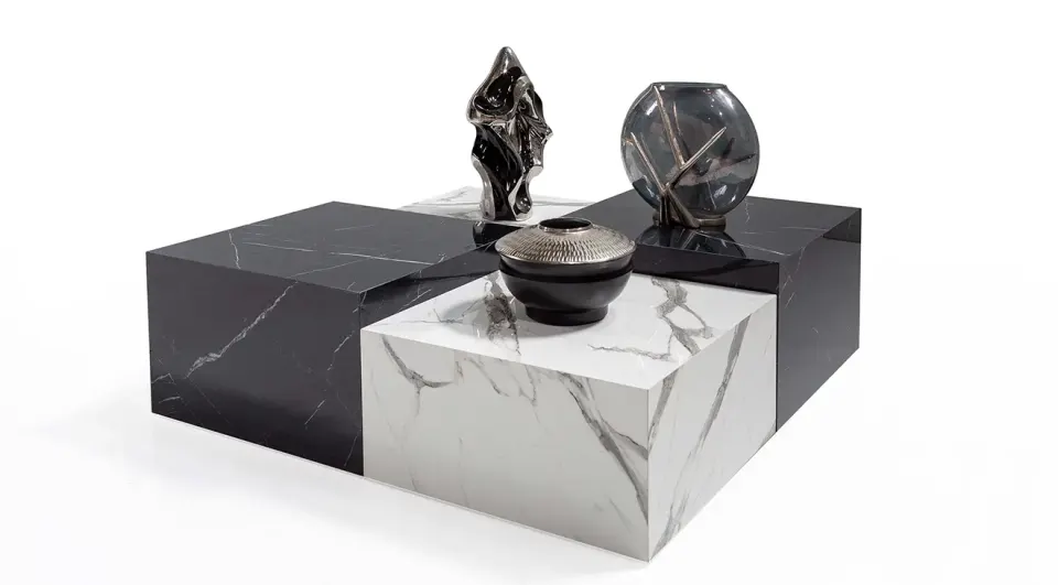 Cubes Marble Patterned Coffee Table
