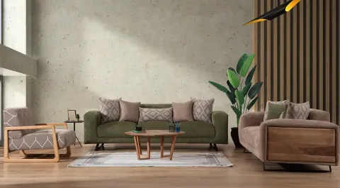 Paris Metal Legs Sofa Set