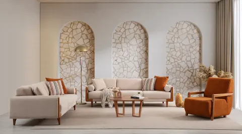 Loft Wooden Leg Modern Sofa Set
