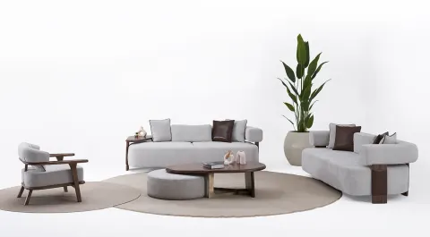 Paris Wooden Leg Modern Sofa Set