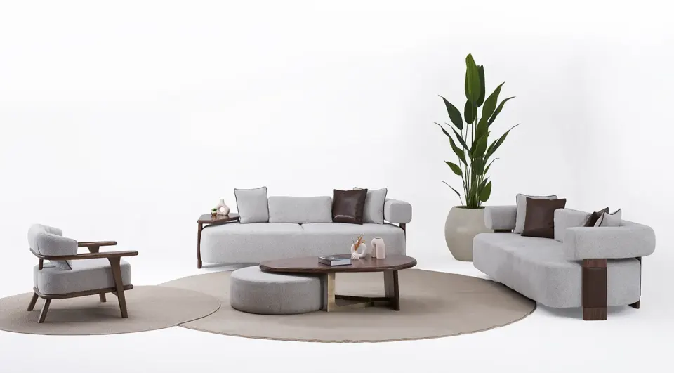Paris Wooden Leg Modern Sofa Set