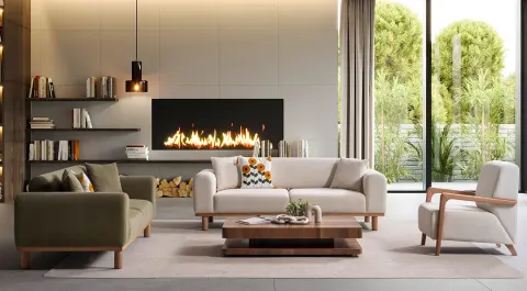 New Bohem Wooden Leg Sofa Set