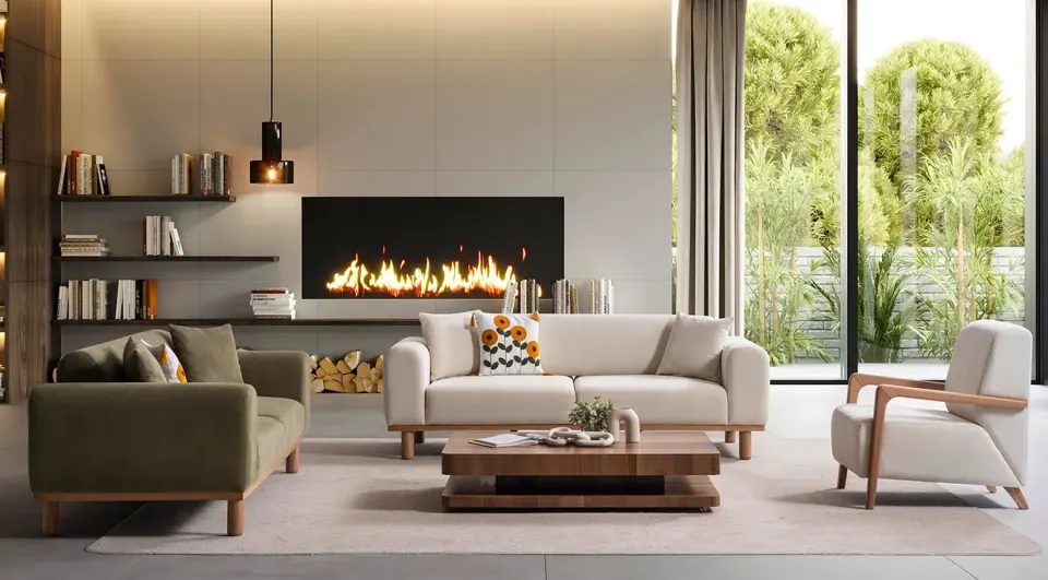 New Bohem Wooden Leg Sofa Set