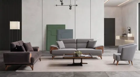 Loft Wooden Leg Sofa Set