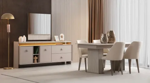 Inci Wooden Leg Modern Dining Room Set