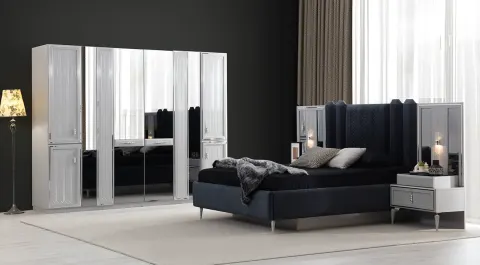 Velar Fog Grey 6 Door Bedroom Set